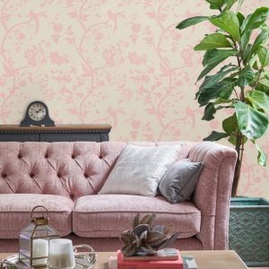 Oriental Garden Chalk Pink Floral Wallpaper